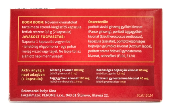 A Boom Boom gyógyszertárban is megvásárolható, megbízható és legális készíítmény