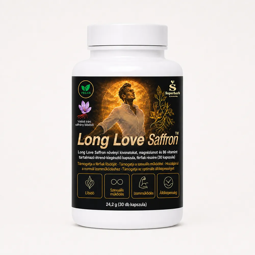 Long Love Saffron 1 doboz – férfi étrend-kiegészítő kapszula, valódi iráni sáfránnyal