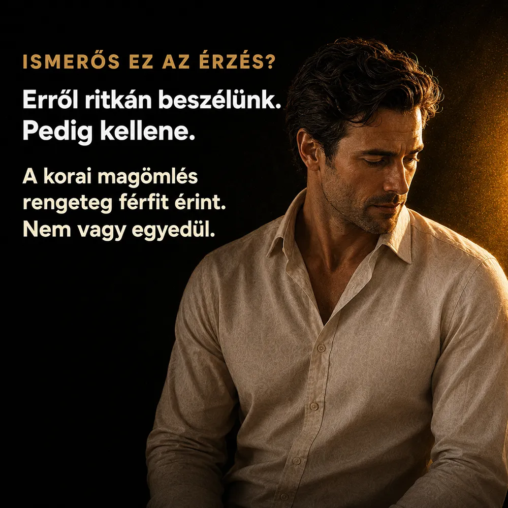 Elgondolkodó férfi – korai magömlésről szóló üzenet Long Love Saffron termékkel