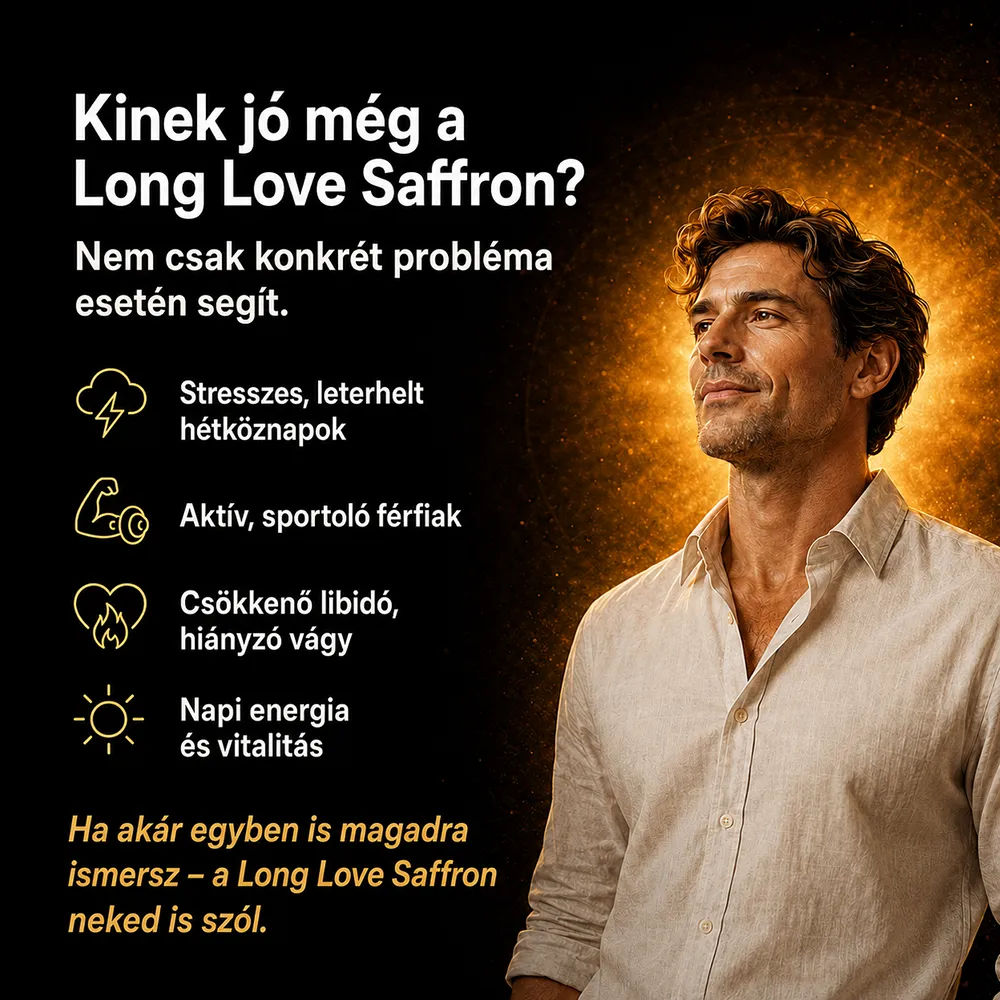 Long Love Saffron ajánlott célcsoportjai – stressz, sportolás, libidó, energia támogatás
