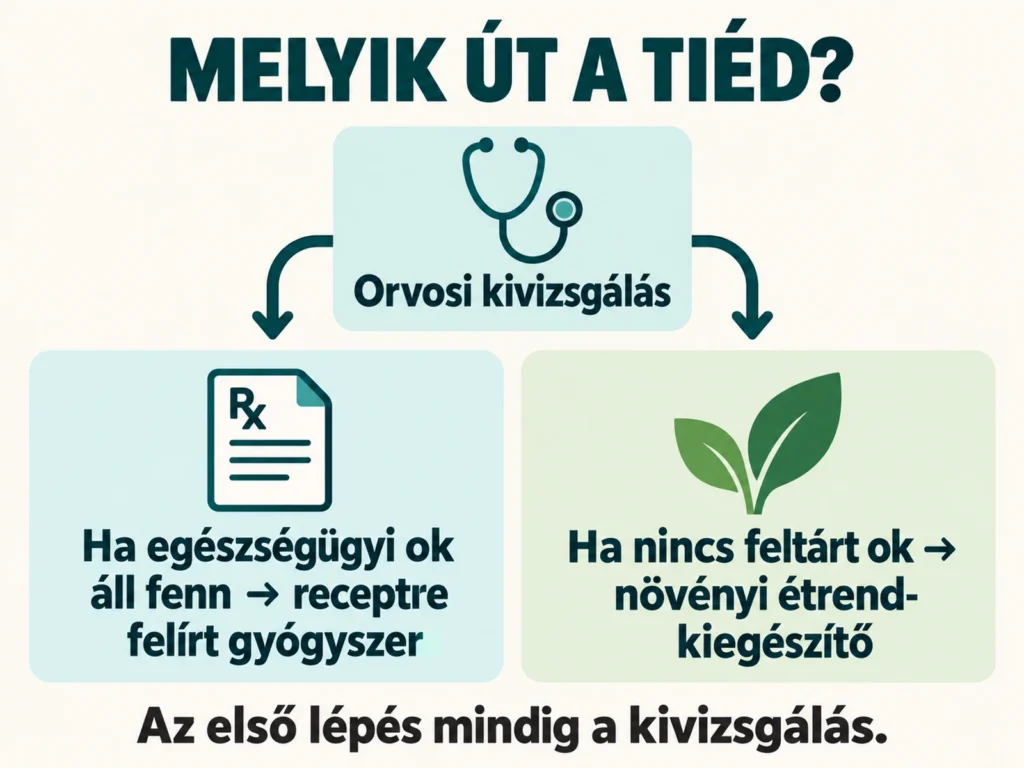 Döntési ábra – mikor orvosi vizsgálat, mikor étrend-kiegészítő